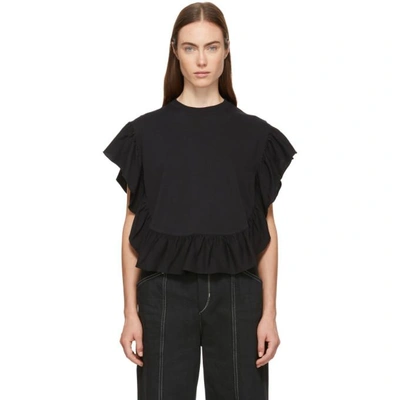 Shop See By Chloé See By Chloe Black Ruffle T-shirt In 001 Black