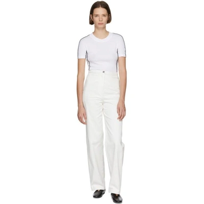 Shop Lemaire White High Waisted Jeans In 002 Off Whi