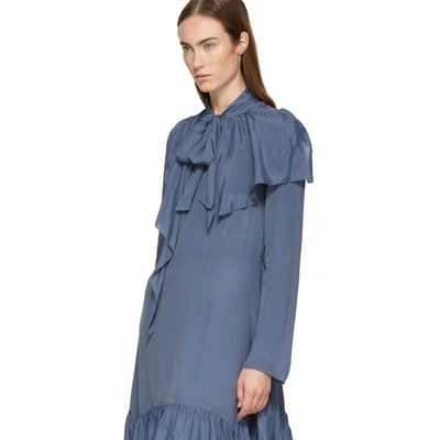 Shop See By Chloé See By Chloe Blue Crepe De Chine Bow Blouse In 40z Mirgebl