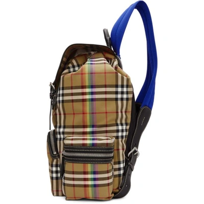 Shop Burberry Beige Medium Rainbow Vintage Check Backpack