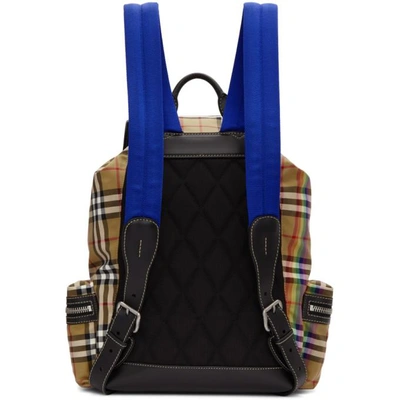 Shop Burberry Beige Medium Rainbow Vintage Check Backpack