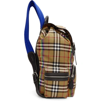 Shop Burberry Beige Medium Rainbow Vintage Check Backpack