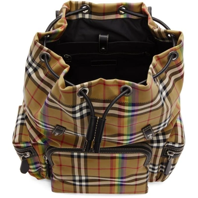 Shop Burberry Beige Medium Rainbow Vintage Check Backpack