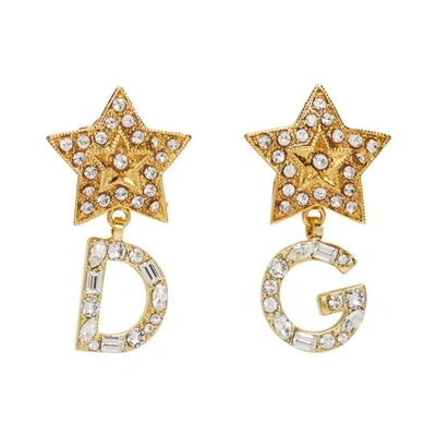 Shop Dolce & Gabbana Dolce And Gabbana Gold Logo Crystal Earrings In Zoo00 Gold