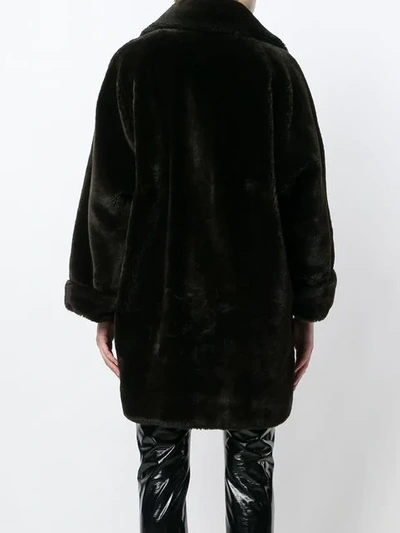 Pre-owned Issey Miyake Faux-fur Oversize Coat In Brown