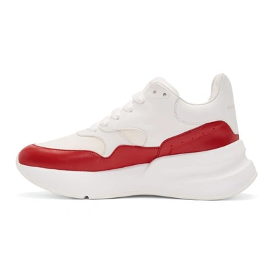Shop Alexander Mcqueen White & Red Oversized Runner Sneakers