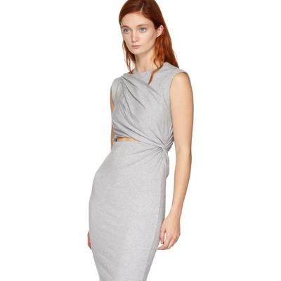 Shop Alexander Wang T Alexanderwang.t Grey Shoulder Twist Dress In 030 Hthrgre