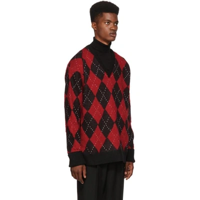 Shop Alexander Mcqueen Multicolor Oversized Argyle Sweater In 1024blkrdwt