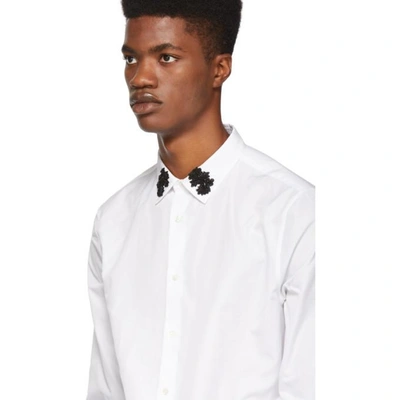 Shop Alexander Mcqueen White Embellished Collar Shirt In 9000 White