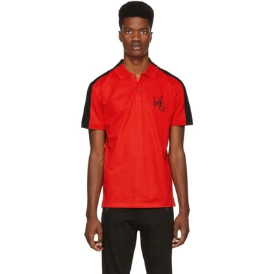 Shop Alexander Mcqueen Red And Black Logo Polo In 0905redblk