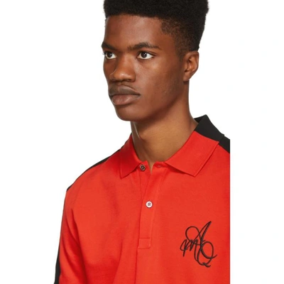 Shop Alexander Mcqueen Red And Black Logo Polo In 0905redblk