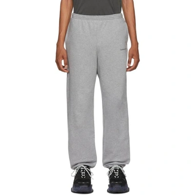 Shop Balenciaga Grey Logo Lounge Pants