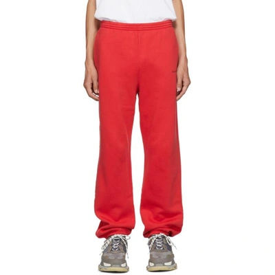 Shop Balenciaga Red Small Logo Lounge Pants