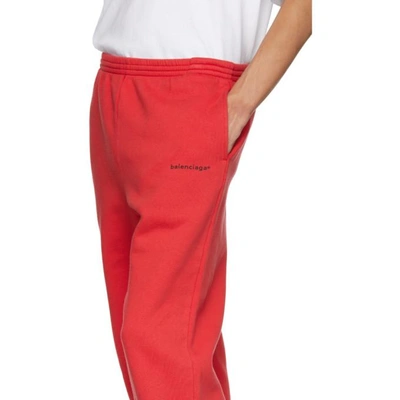 Shop Balenciaga Red Small Logo Lounge Pants