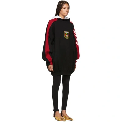 Shop Balenciaga Black And Red Logo Hoodie In 1003 Bl/r/w