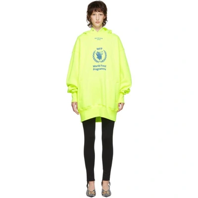 Shop Balenciaga Yellow World Food Programme Hoodie In 5677 Fluo/b