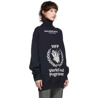 Shop Balenciaga Navy World Food Programme Turtleneck In 4177 Nvy/wh