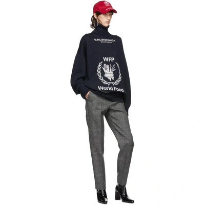 Shop Balenciaga Navy World Food Programme Turtleneck In 4177 Nvy/wh