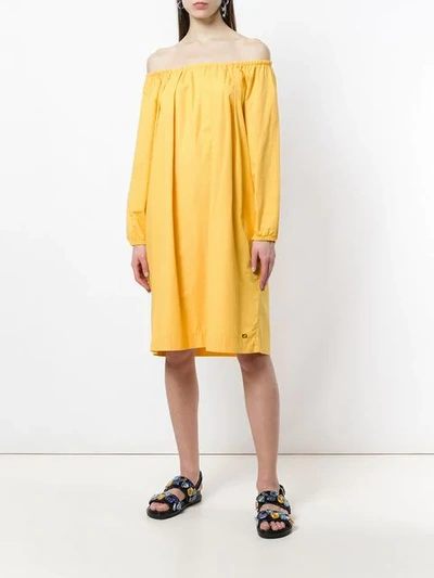 Pre-owned Fendi Off The Shoulders Dress In Yellow