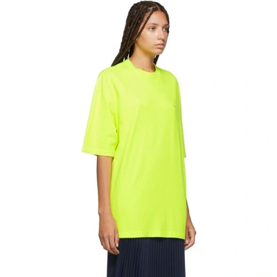 Shop Balenciaga Yellow Oversized Logo T-shirt In 7204 Fluoye