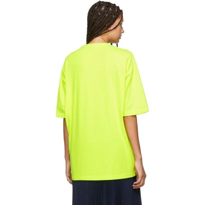 Shop Balenciaga Yellow Oversized Logo T-shirt In 7204 Fluoye