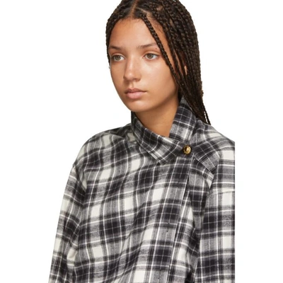 Shop Balenciaga Black And White Check Pulled Shirt In 1461 Gry/wh