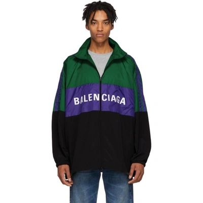 Shop Balenciaga Green Logo Tracksuit Jacket In 8484 Emeral