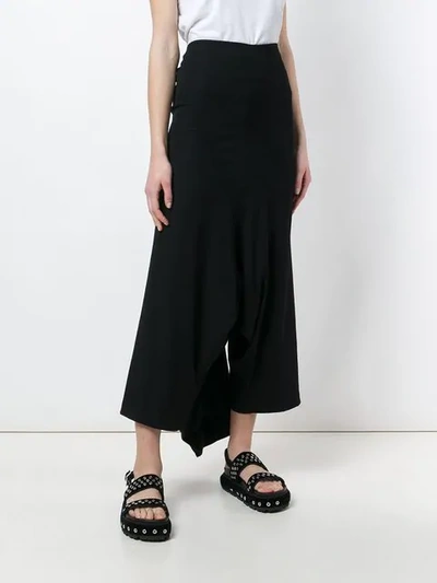 Pre-owned Comme Des Garçons Draped Asymmetric Wide Leg Trousers In Black