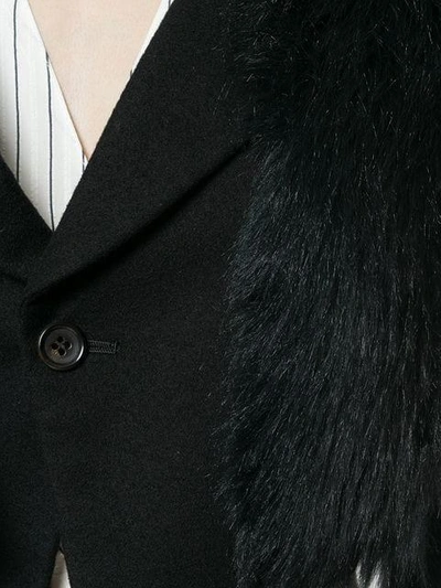 Pre-owned Comme Des Garçons Faux-fur Collar Cropped Jacket In Black
