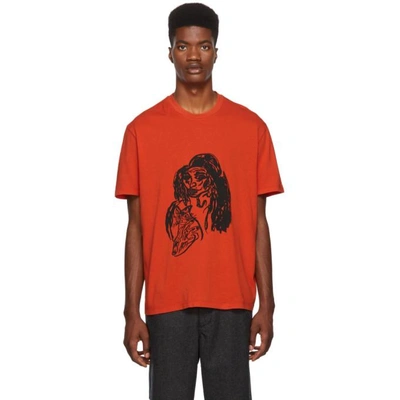 Shop Our Legacy Orange Woman Print T-shirt