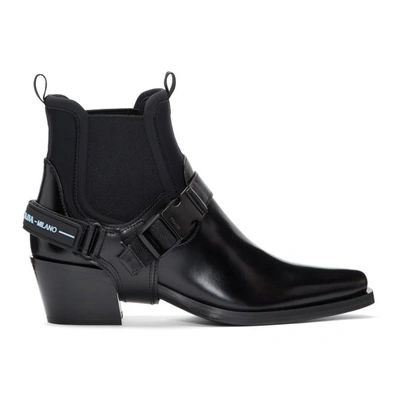 Shop Prada Black Cowboy Combo Boots