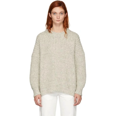 Shop Lauren Manoogian Grey Alpaca Fisherwoman Crewneck Sweater In Natural Gre