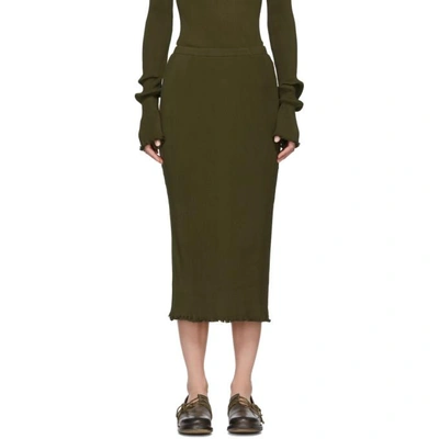 Shop Lauren Manoogian Green Accordion Skirt In Olive
