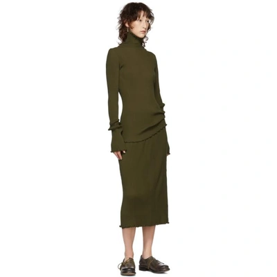 Shop Lauren Manoogian Green Accordion Skirt In Olive
