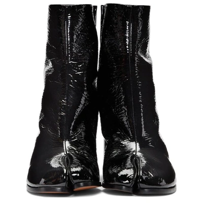 Shop Maison Margiela Black Patent Leather Tabi Boots In T8013 Black