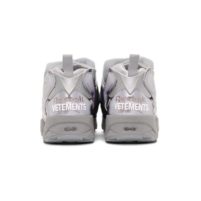 Shop Vetements Grey Reebok Edition Reflective Instapump Fury Sneakers In Grey/reflec