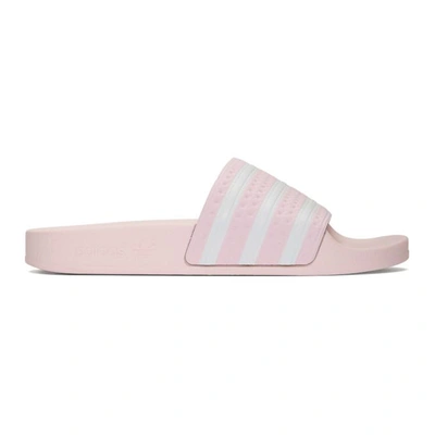Shop Adidas Originals Pink Adilette Slides In Clear Pink