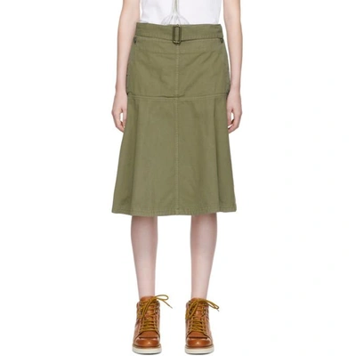 Shop Jw Anderson Green Fold Front Utility Skirt In Khaki