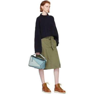 Shop Jw Anderson Green Fold Front Utility Skirt In Khaki