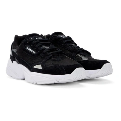 Shop Adidas Originals Black And White Falcon 90s Sneakers In Core Black