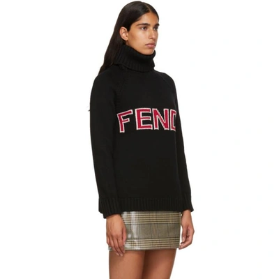 Shop Fendi Black Wool Logo Turtleneck In F0gme Black