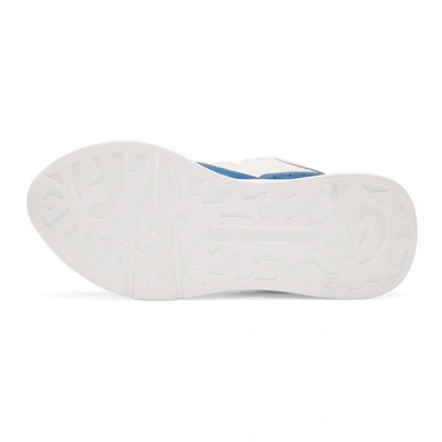 Shop Alexander Mcqueen White And Blue Oversized Runner Sneakers In 9846blue