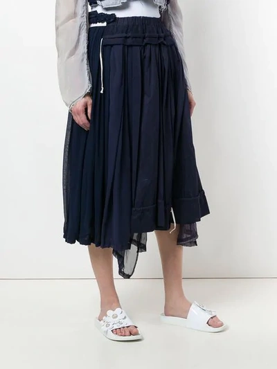 Pre-owned Comme Des Garçons Layered Gathered Midi Skirt In Blue