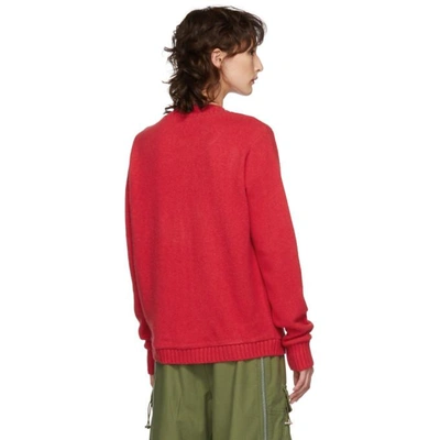 Shop The Elder Statesman Red Meditate Regular Crewneck Sweater In Shockingpin