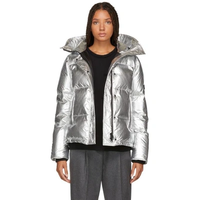 Shop Kenzo Silver Down Puffer Jacket In Agsilver