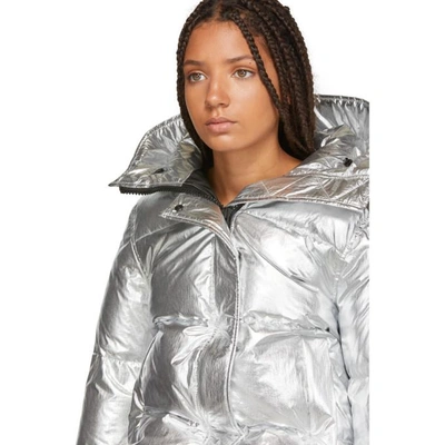 Shop Kenzo Silver Down Puffer Jacket In Agsilver