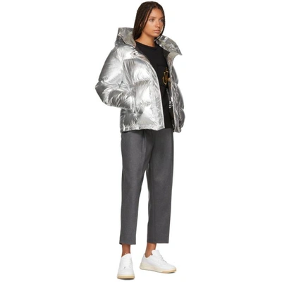 Shop Kenzo Silver Down Puffer Jacket In Agsilver