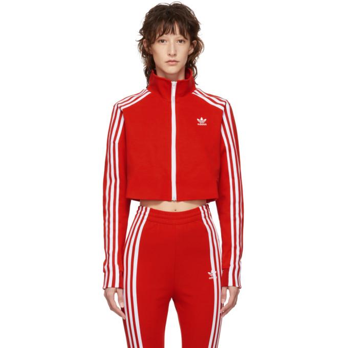 adidas cropped jacket red