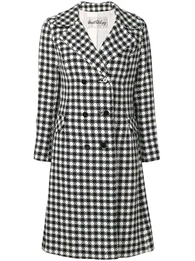 Shop William Vintage 1958 Double-breasted Patterned Coat - Black