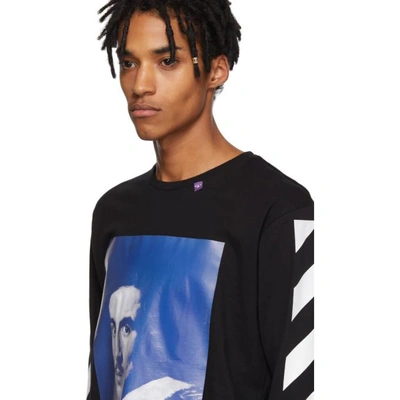 Shop Off-white Black Diagonal Bernini Long Sleeve T-shirt In 1030 Bk/blu